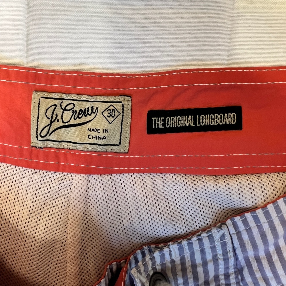 J. Crew Blue and White Striped Board Shorts - Picture 5 of 9